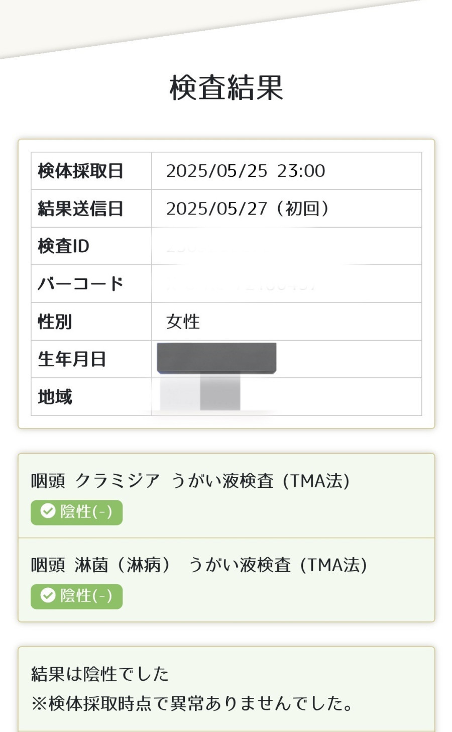 ふみよの性病検査証明書