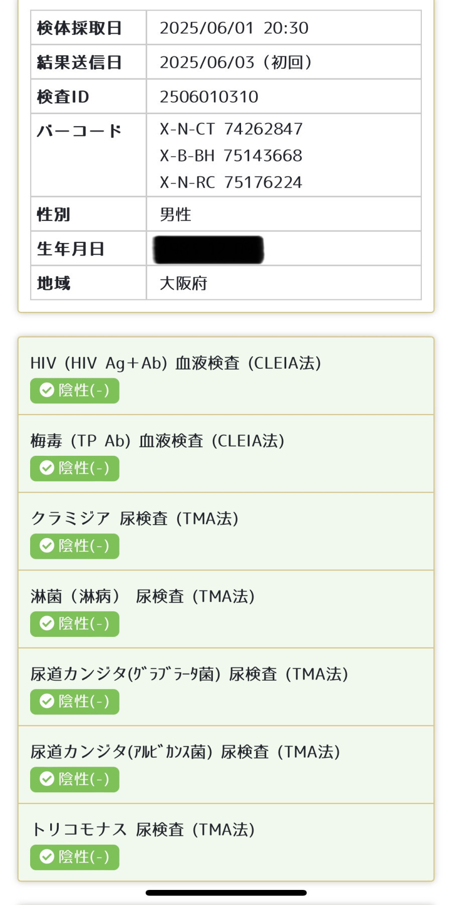 匠海の性病検査証明書