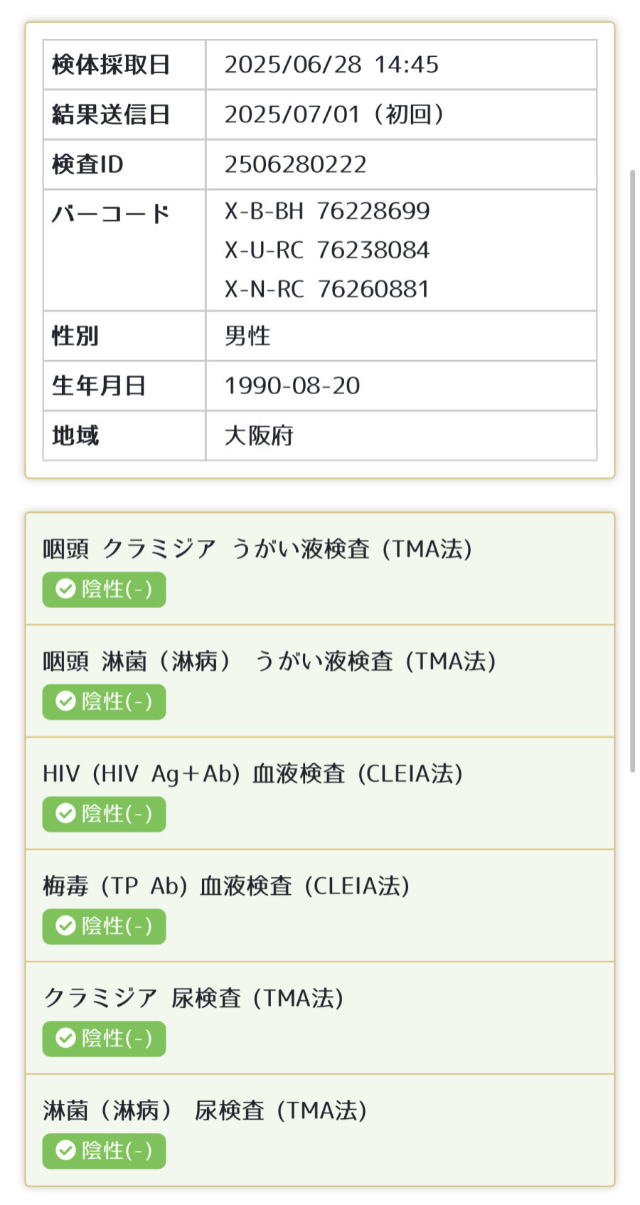 伊崎の性病検査証明書