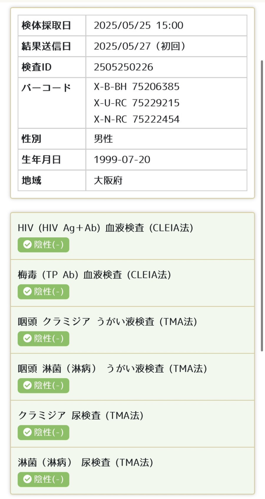 蓮の性病検査証明書