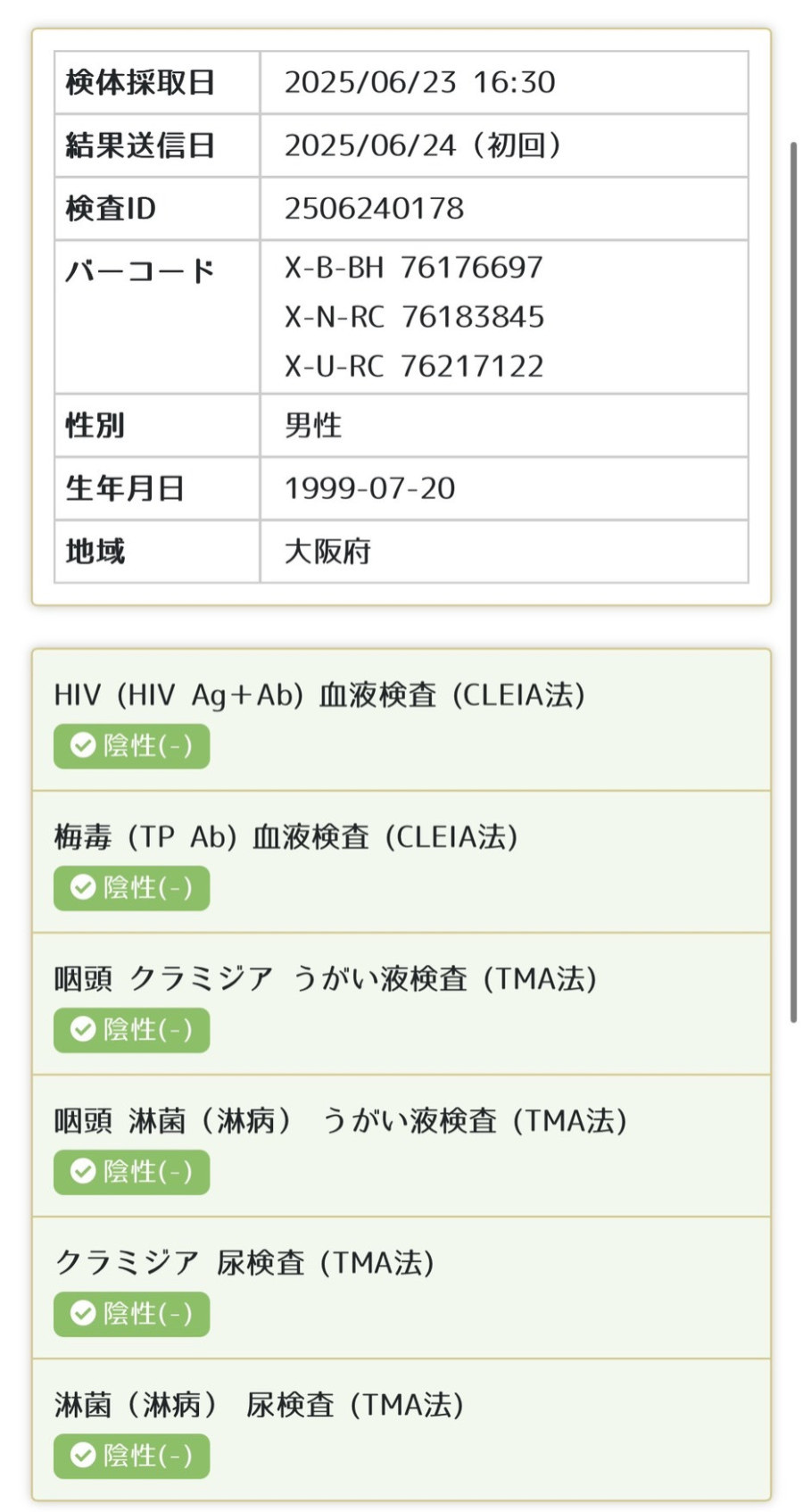 蓮の性病検査証明書