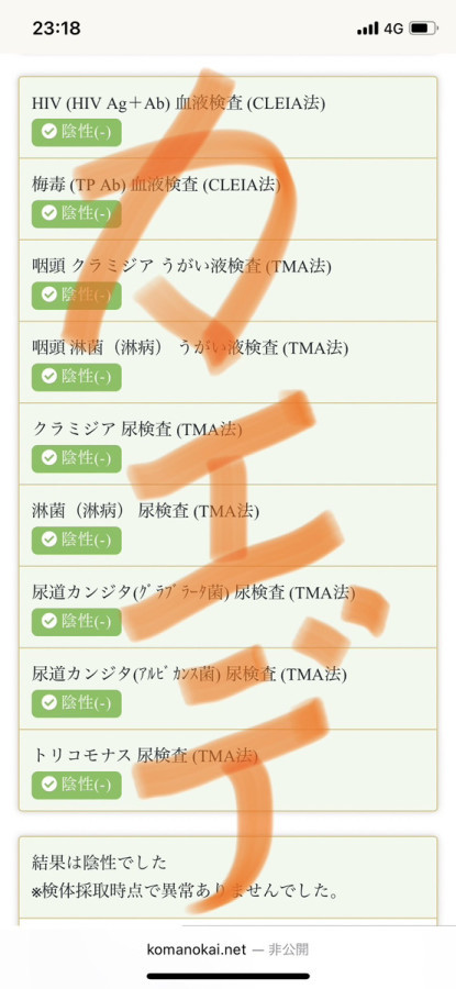 カエデの性病検査証明書