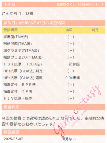 〈性病検査報告〉異常ありませんでした！