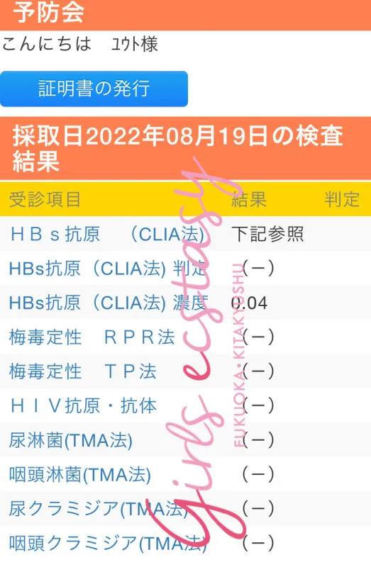 健康診断と性病検査結果