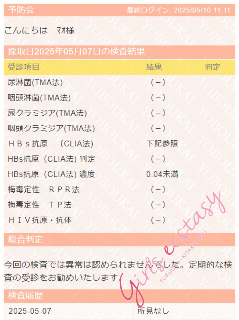 〈性病検査報告〉異常ありませんでした！
