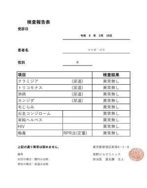 最新の検査結果