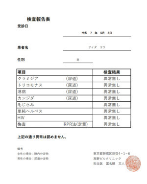 最新検査結果