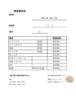 最新の検査結果