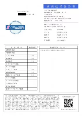 今月の検査結果