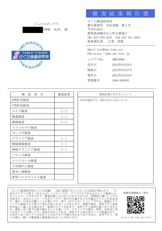 性病検査結果