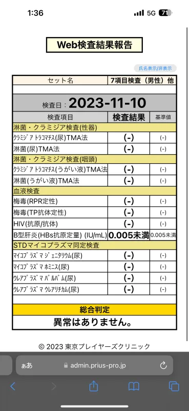 11月の健康ちん断結果のお知らせ