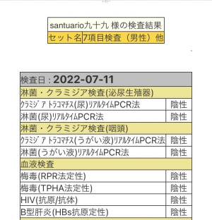 性病検査結果報告