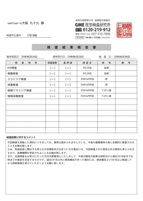 性病検査結果報告