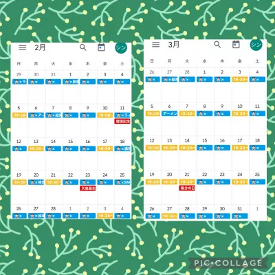 2月と3月のスケジュール タンガシンです