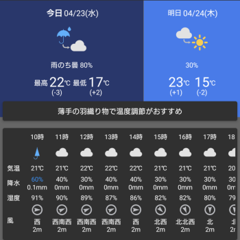 肌寒い雨の朝