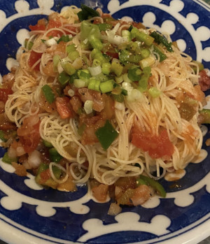 海老サルサの冷麺パスタ