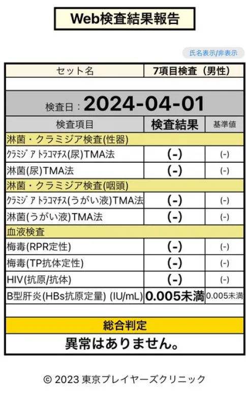 性病検査結果