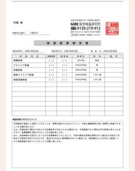 10月30日の性病検査結果