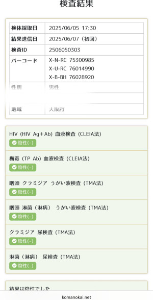 6月性病検査結果
