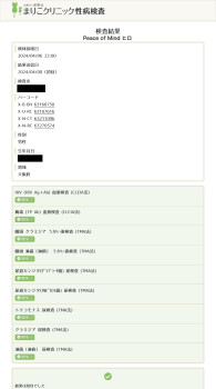 性病検査の結果異常ありませんでした☺︎