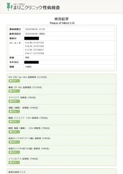 8月度の性病検査の結果異常ありませんでした！