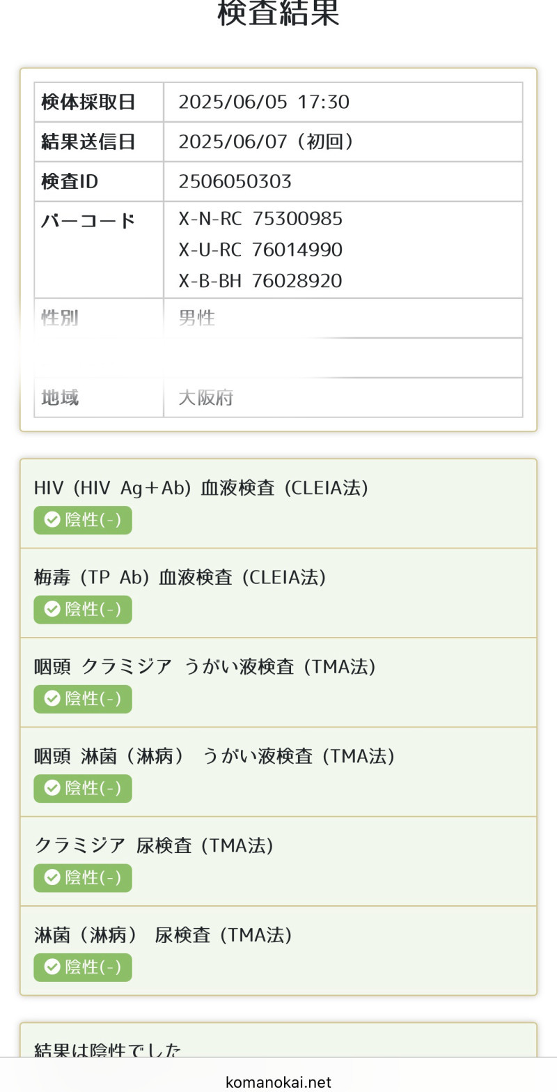 6月性病検査結果