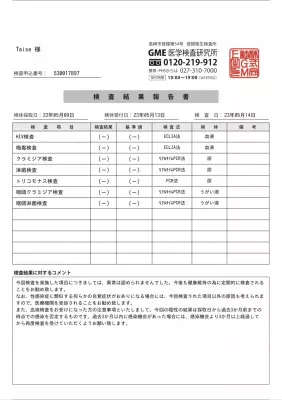 性病検査と褒めたいところ探し