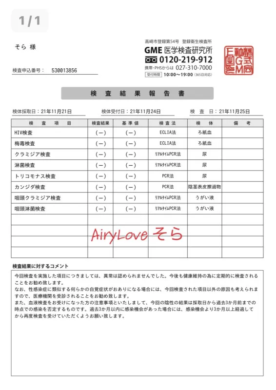 月1検査結果&12月出勤情報